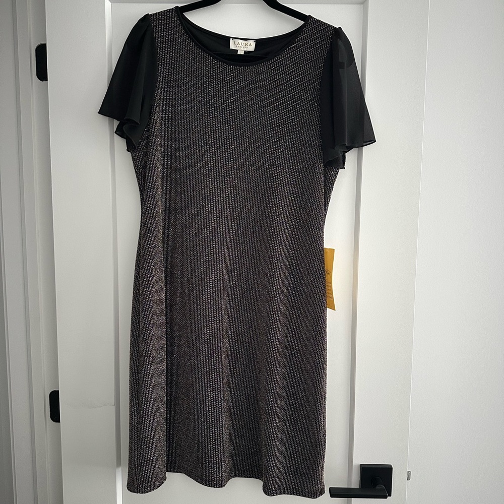 NWT & Never Worn Black and Gold Sequence Women's Dress